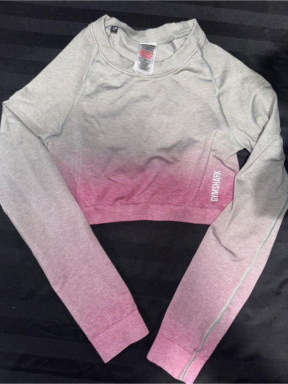 Gymshark Grey to Pink Ombre Cropped Long Sleeve Top
